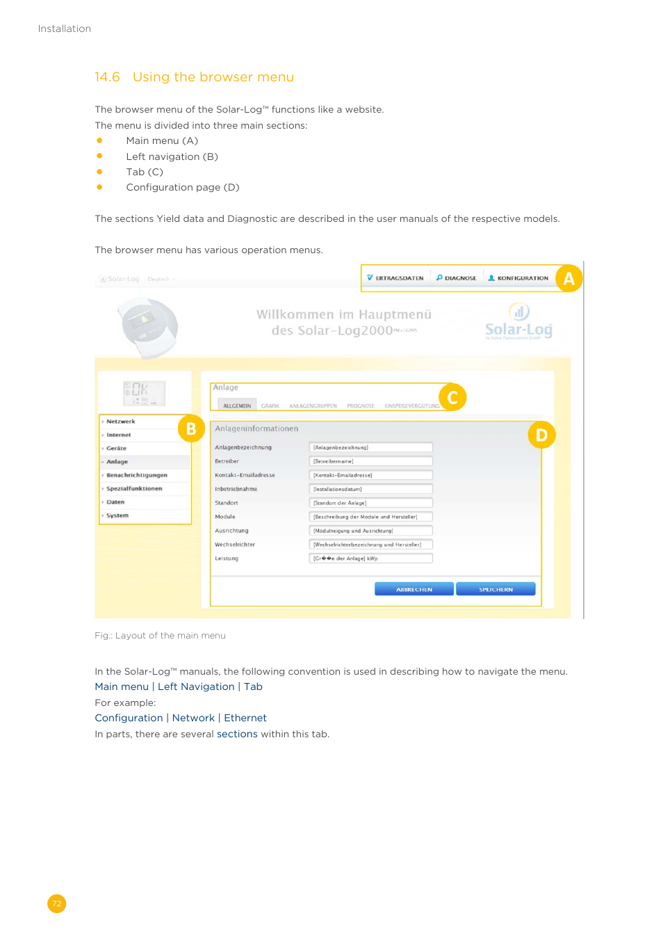 Solare Datensysteme Solar-Log User Manual | Page 72 / 242
