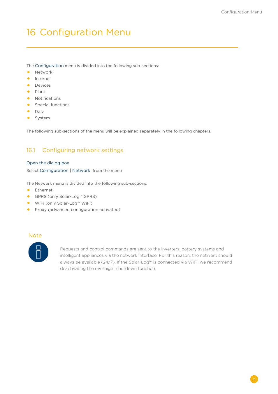 16 configuration menu | Solare Datensysteme Solar-Log User Manual | Page 75 / 242
