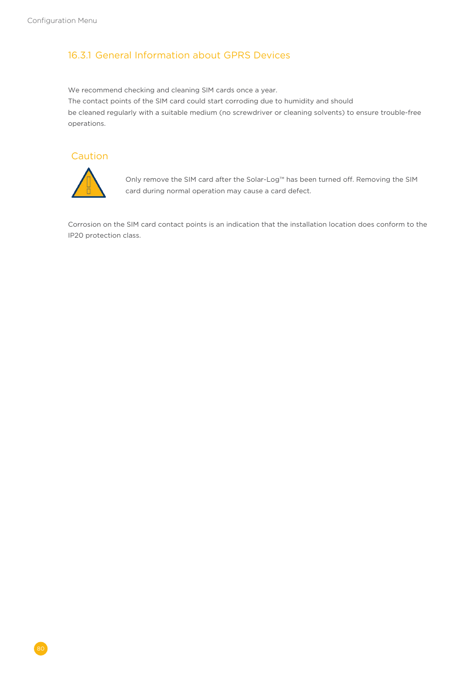16�3�1 general information about gprs devices, Caution | Solare Datensysteme Solar-Log User Manual | Page 80 / 242