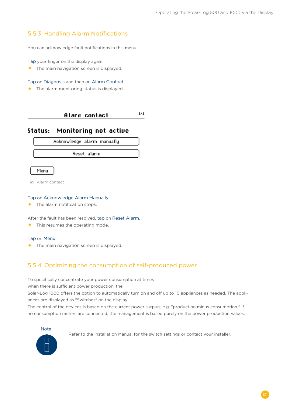 5�5�3 handling alarm notifications | Solare Datensysteme Solar-Log User Manual | Page 101 / 173