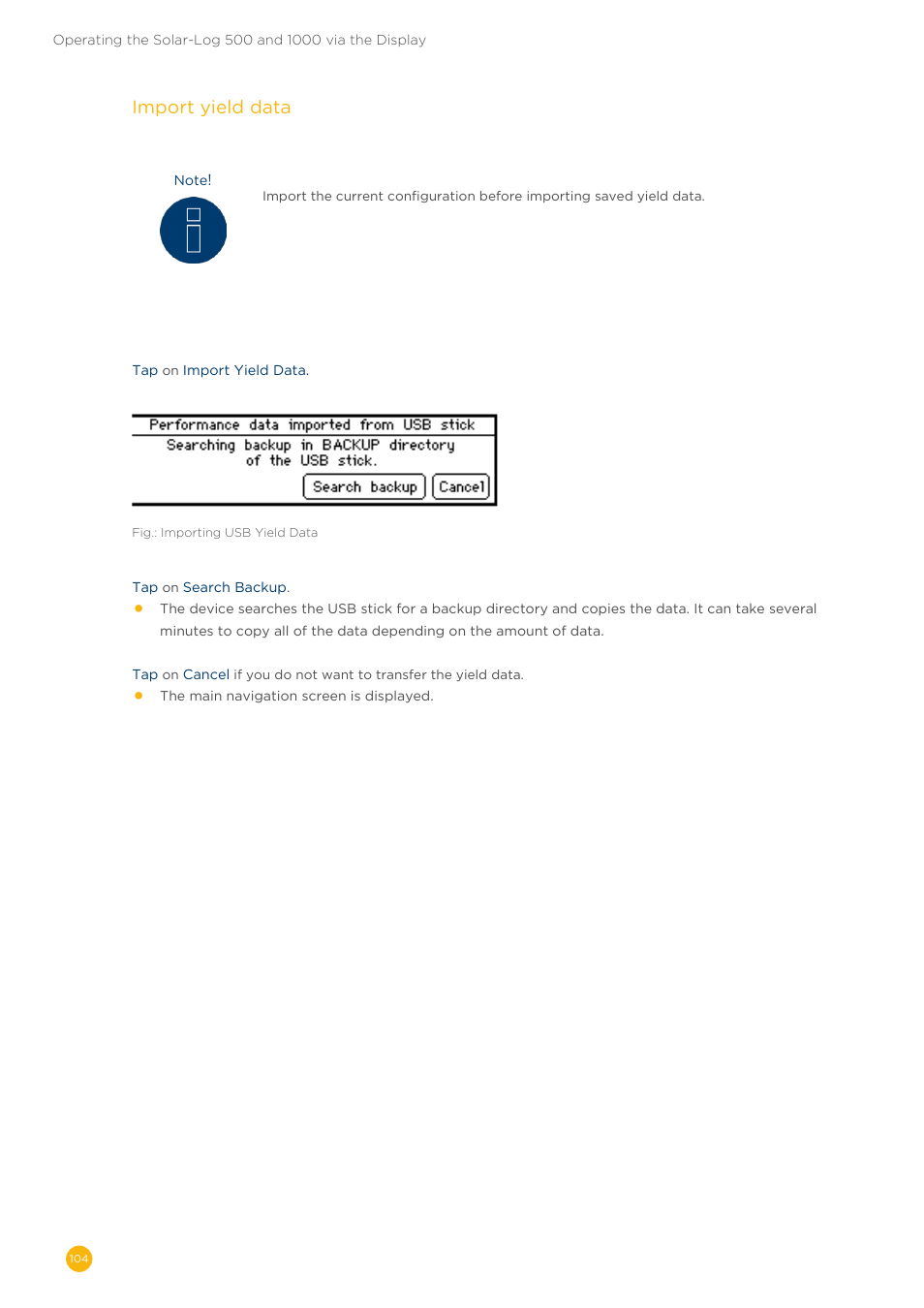 Import yield data | Solare Datensysteme Solar-Log User Manual | Page 104 / 173