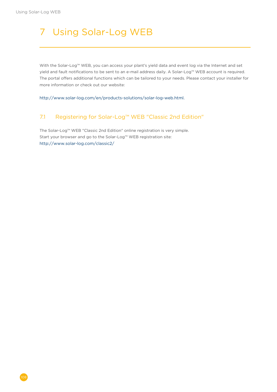 7 using solar-log web | Solare Datensysteme Solar-Log User Manual | Page 108 / 173