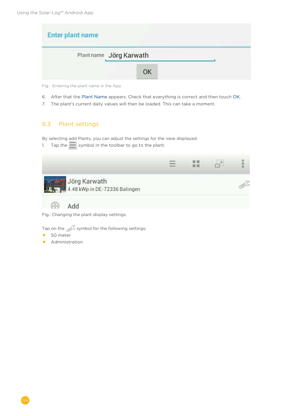 8�3 plant settings | Solare Datensysteme Solar-Log User Manual | Page 124 / 173