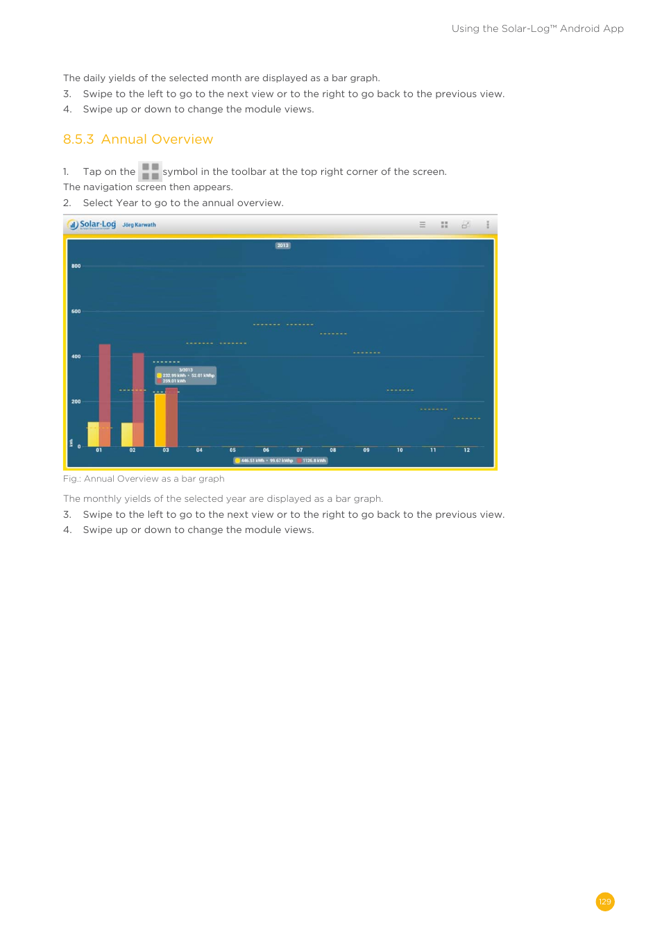 8�5�3 annual overview | Solare Datensysteme Solar-Log User Manual | Page 129 / 173