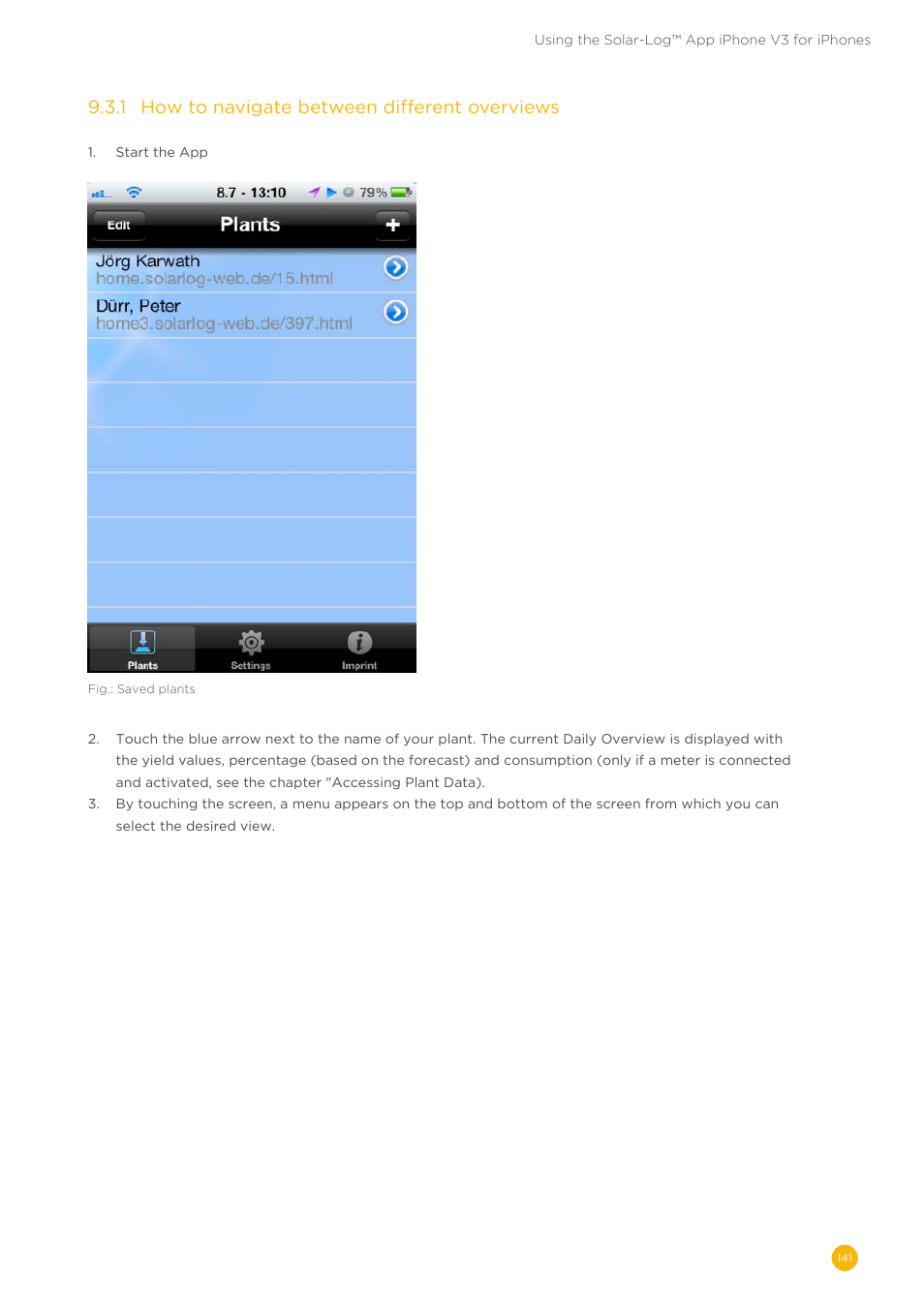 9�3�1 how to navigate between different overviews | Solare Datensysteme Solar-Log User Manual | Page 141 / 173