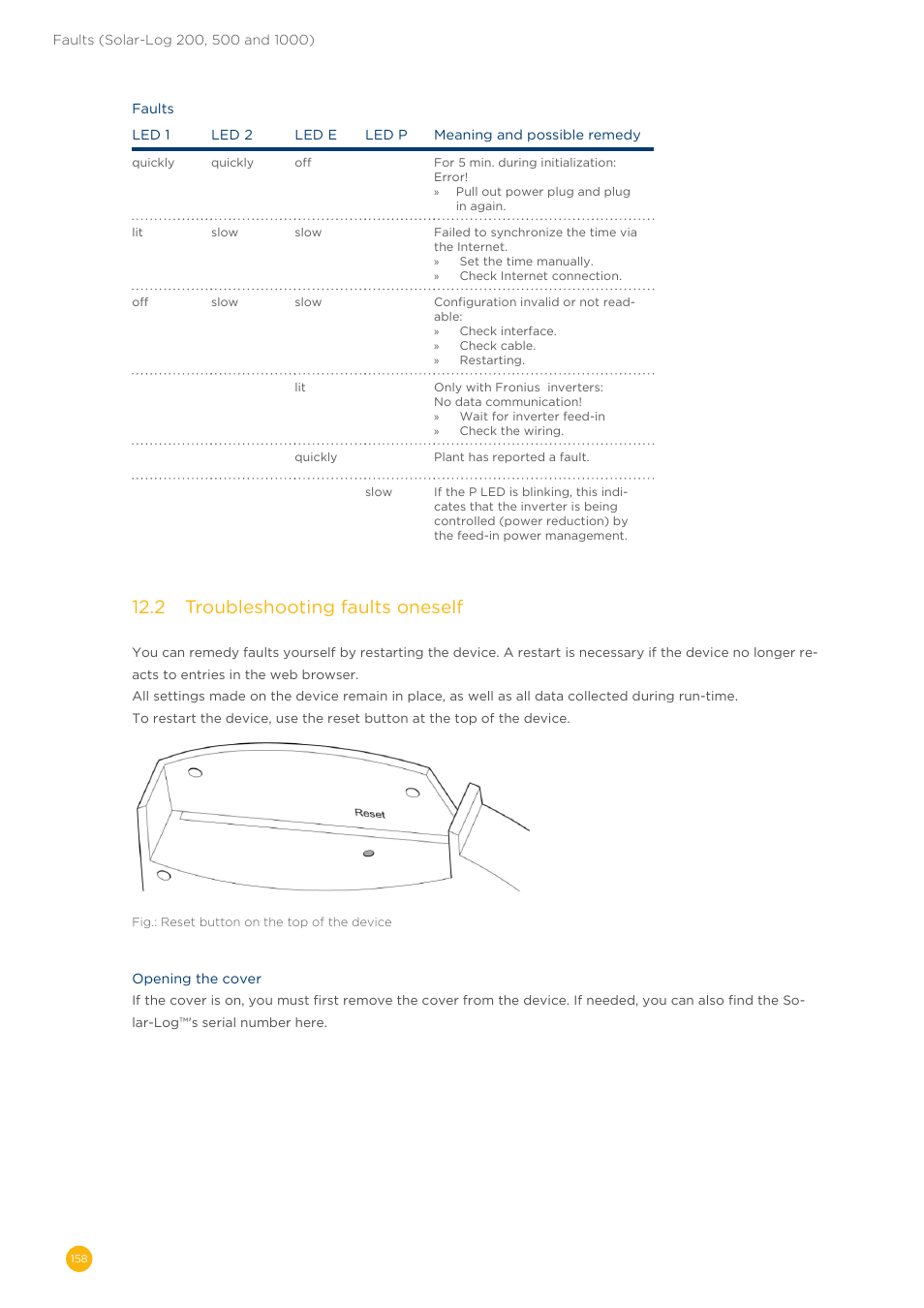 12�2 troubleshooting faults oneself | Solare Datensysteme Solar-Log User Manual | Page 158 / 173