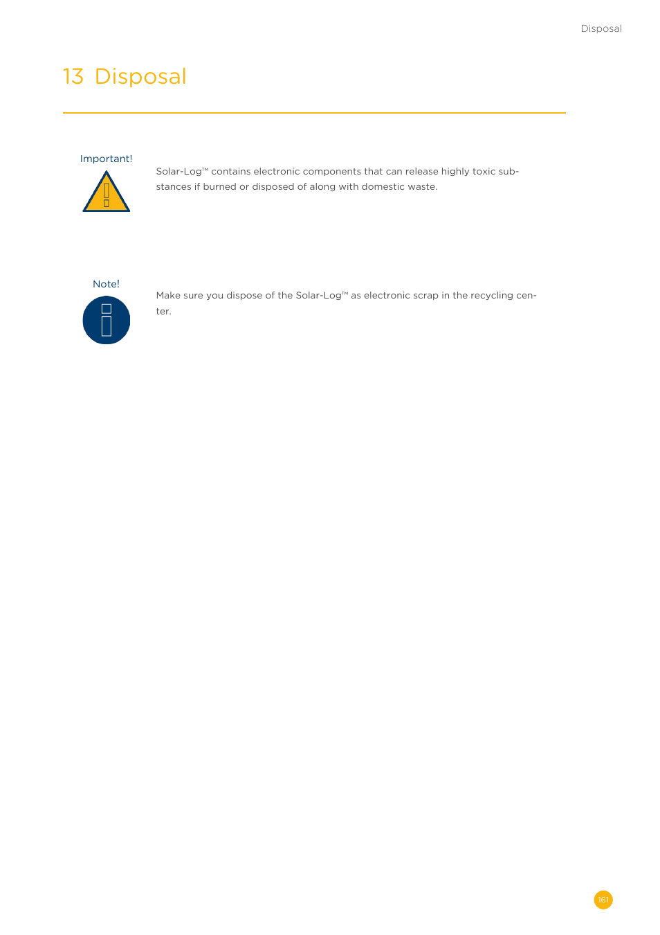 13 disposal | Solare Datensysteme Solar-Log User Manual | Page 161 / 173