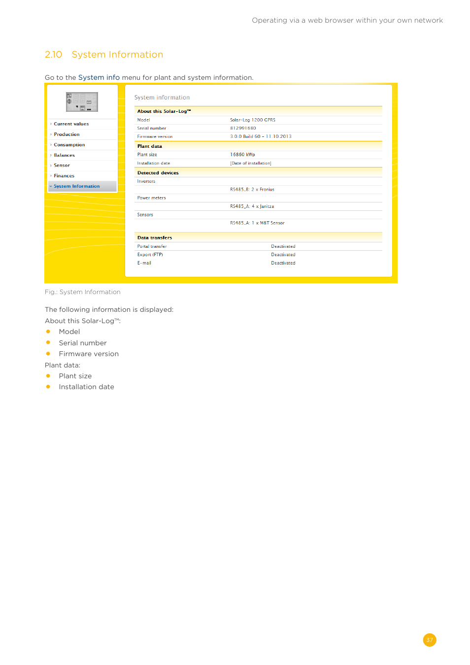 Solare Datensysteme Solar-Log User Manual | Page 37 / 173