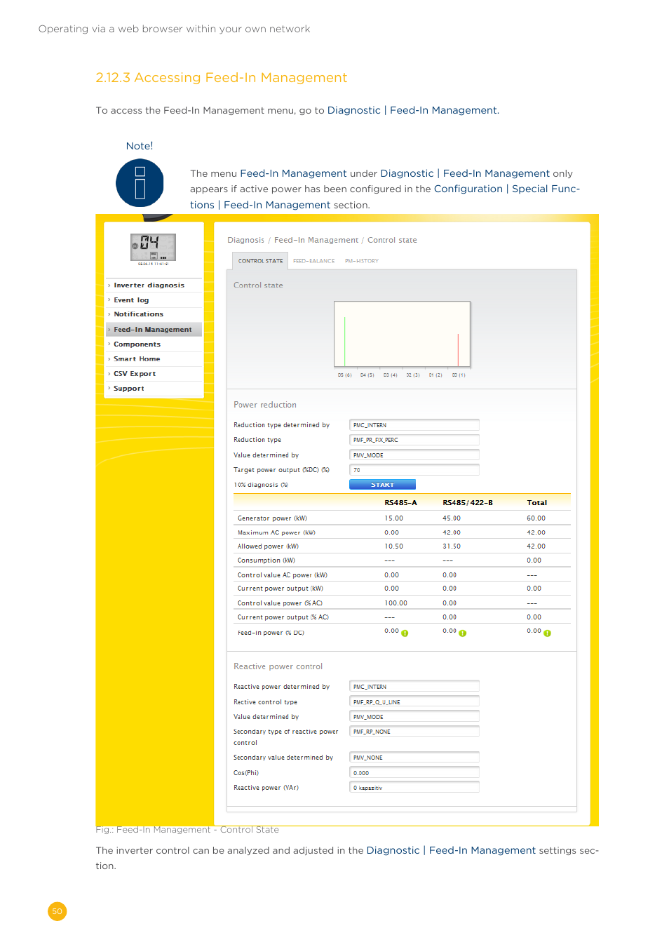 2�12�3 accessing feed-in management | Solare Datensysteme Solar-Log User Manual | Page 50 / 173