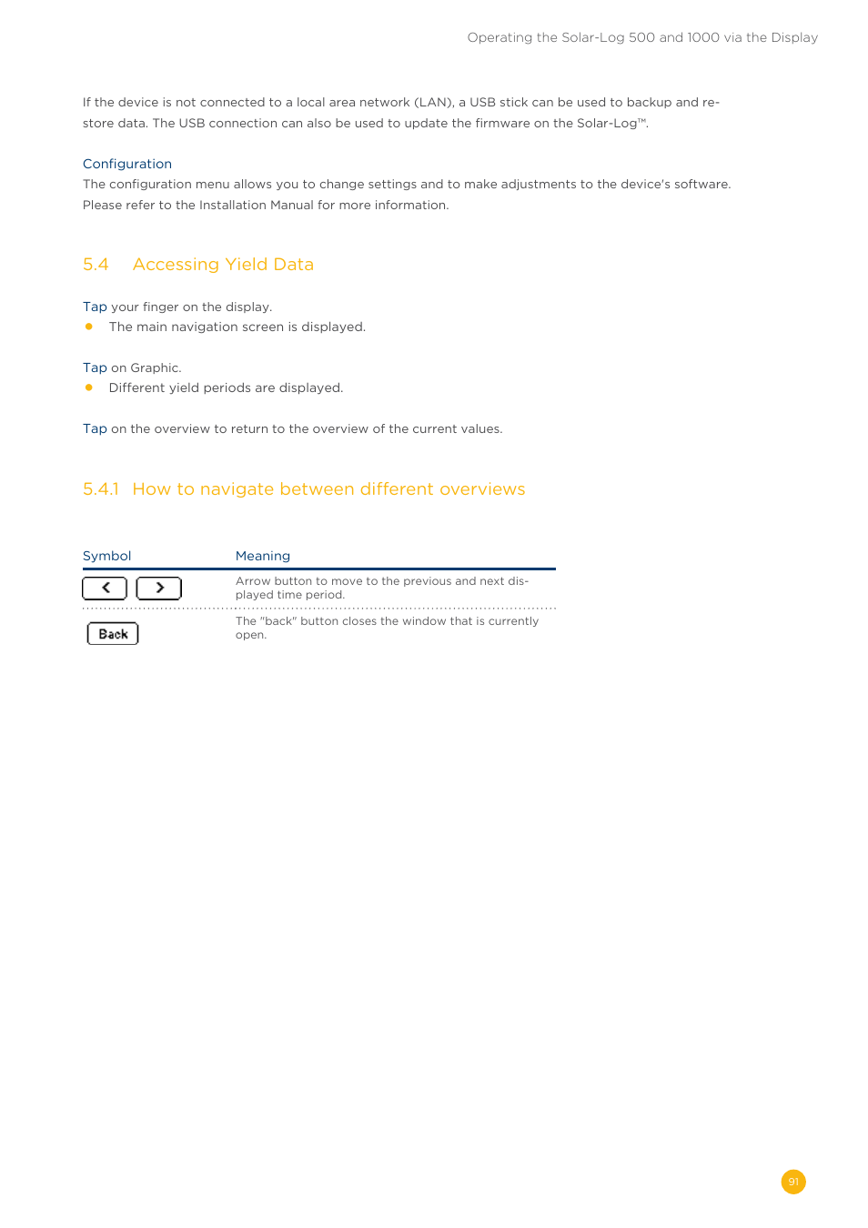 5�4 accessing yield data, 5�4�1 how to navigate between different overviews | Solare Datensysteme Solar-Log User Manual | Page 91 / 173