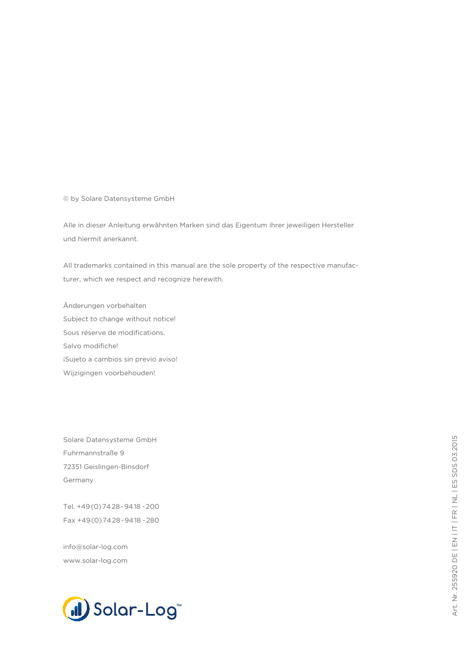 Solare Datensysteme Solar-Log Sensor Box Professional Plus User Manual | Page 24 / 24