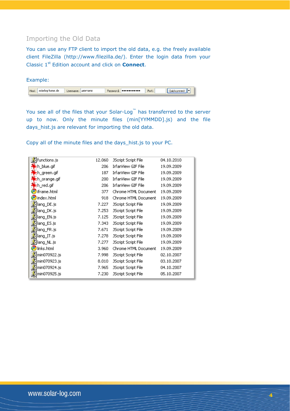 Importing the old data | Solare Datensysteme Solar-Log WEB Classic 2nd Edition User Manual | Page 4 / 7