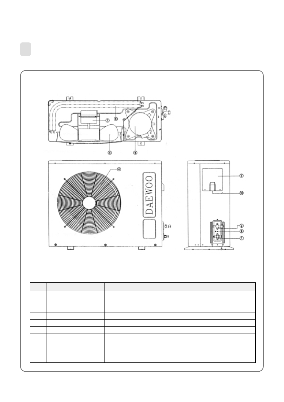Outdoor unit | Daewoo DPB-280LH User Manual | Page 8 / 51