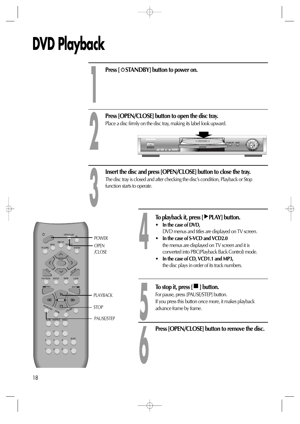 Dvd playback | Daewoo dqd-2100d User Manual | Page 19 / 50