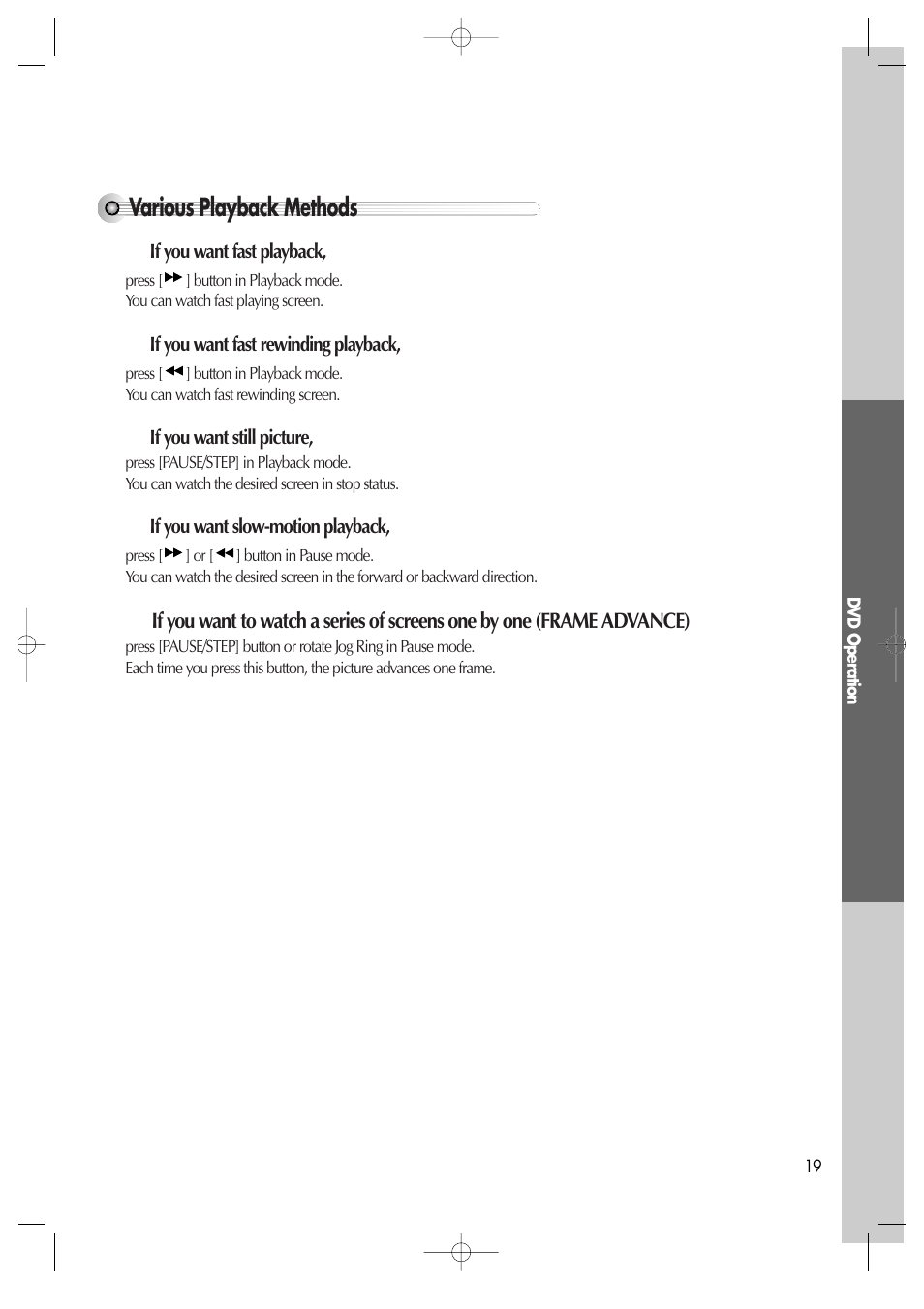 Various playback methods | Daewoo dqd-2100d User Manual | Page 20 / 50