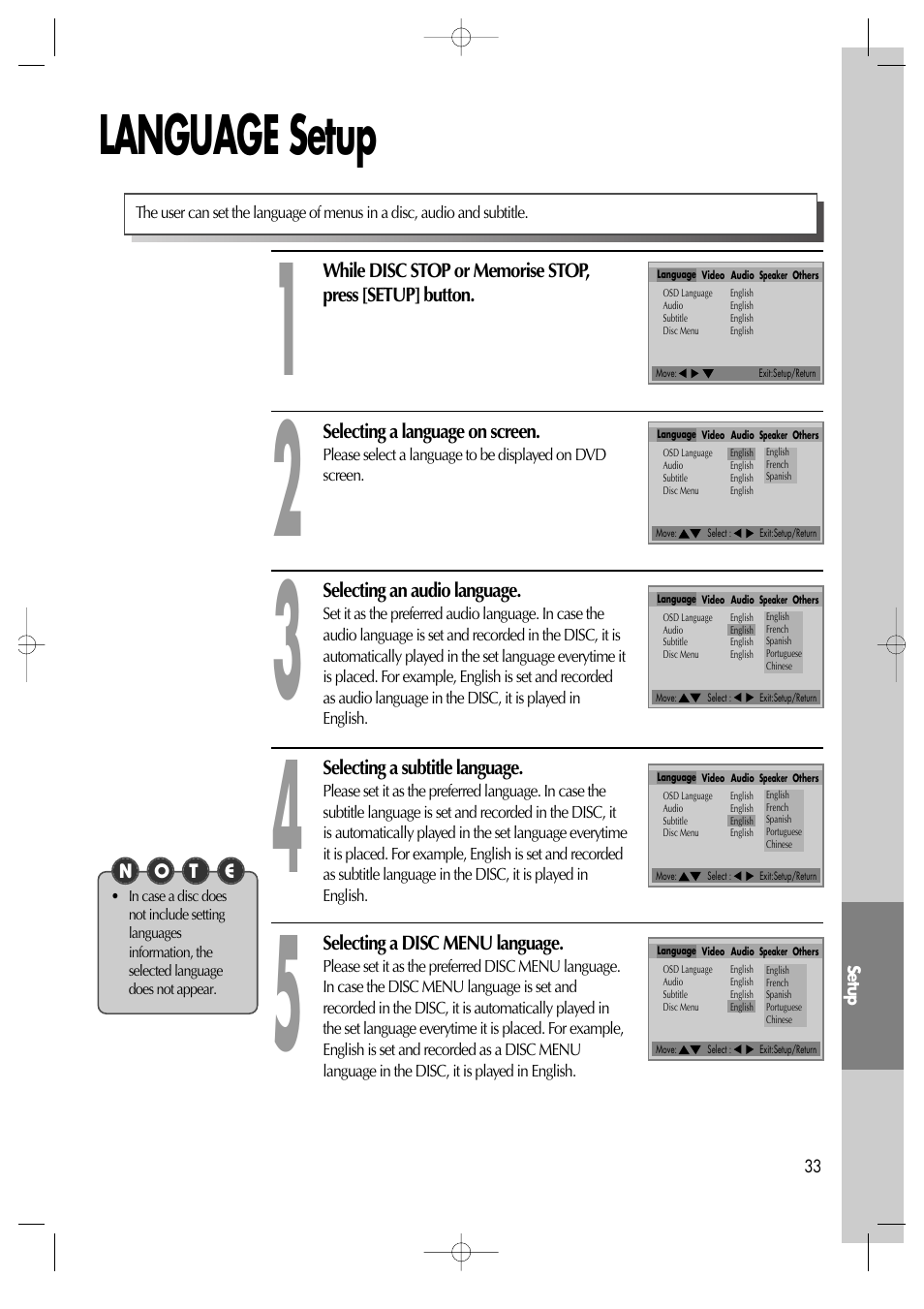 Language setup | Daewoo dqd-2100d User Manual | Page 34 / 50