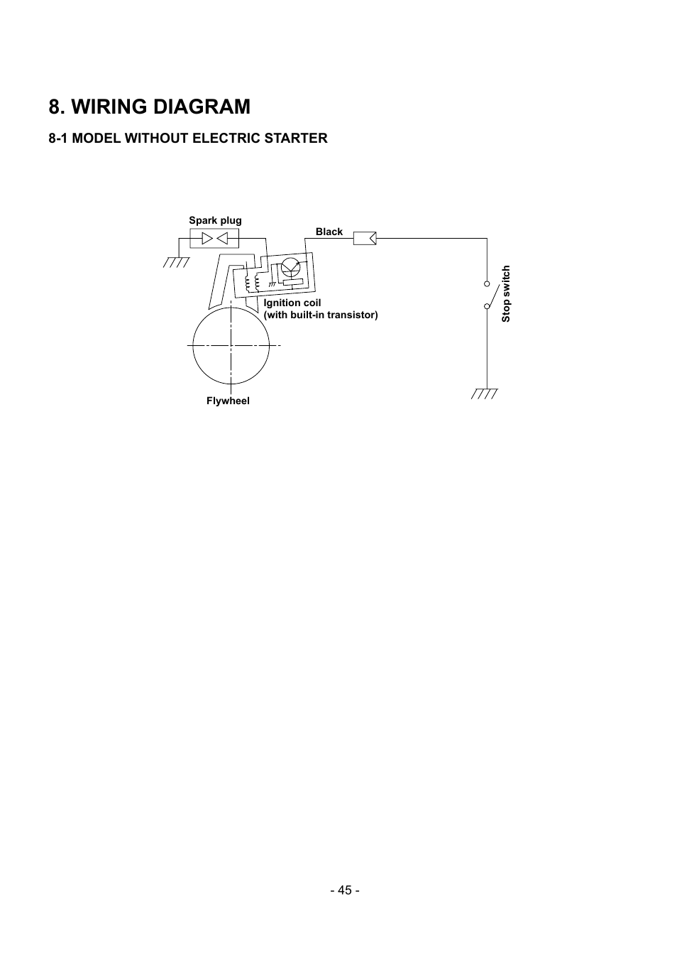 Wiring diagram, 1 model without electric starter, 2 model with electric starter | Subaru Robin EX30 User Manual | Page 48 / 78