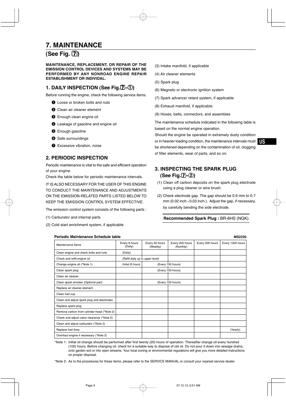 Maintenance, Periodic inspection | Subaru Robin EX35 User Manual | Page 15 / 20