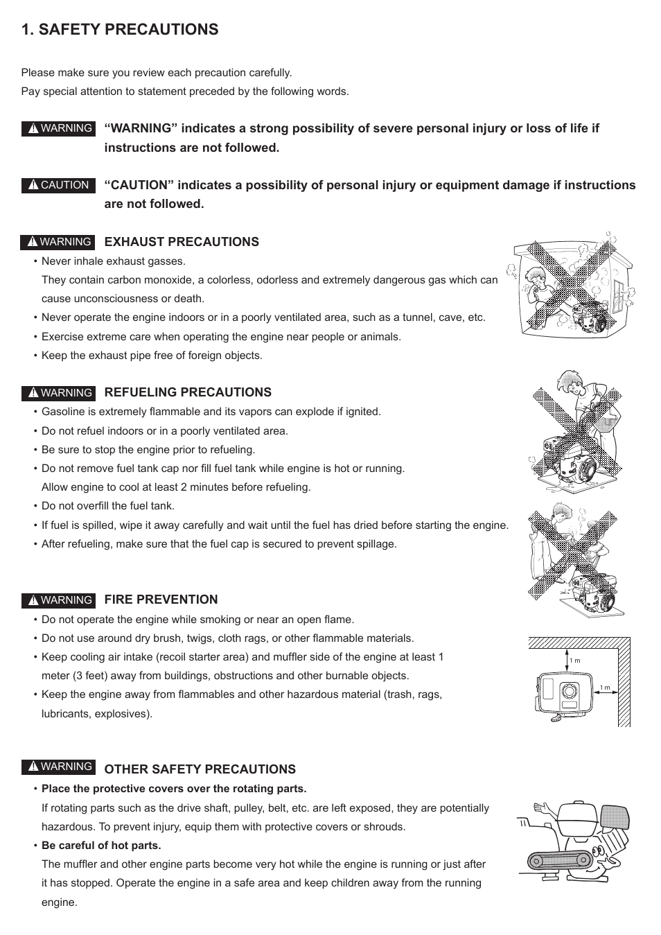 Safety precautions | Subaru Robin SP170 User Manual | Page 9 / 24