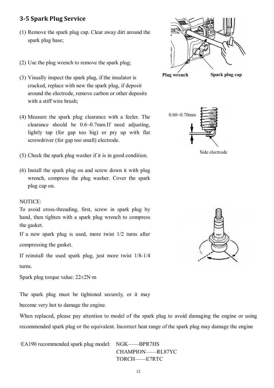 5 spark plug service | Subaru Robin EA190V User Manual | Page 15 / 52