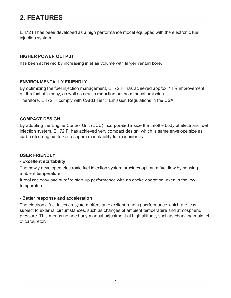 Features | Subaru Robin EH72 LP/NG User Manual | Page 5 / 36