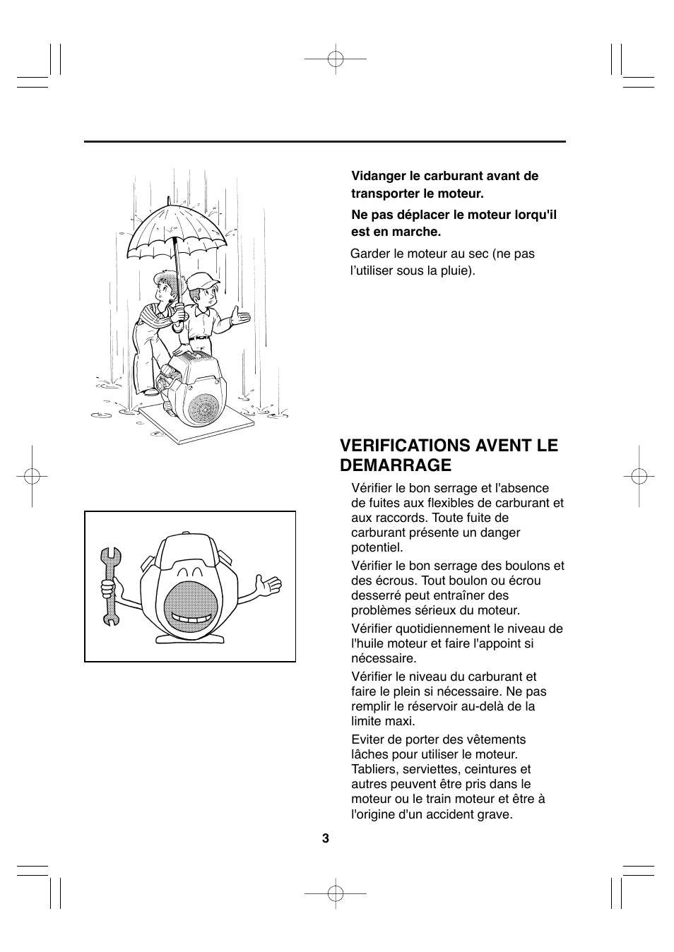 Verifications avent le demarrage | Subaru Robin EH72 FI User Manual | Page 35 / 80