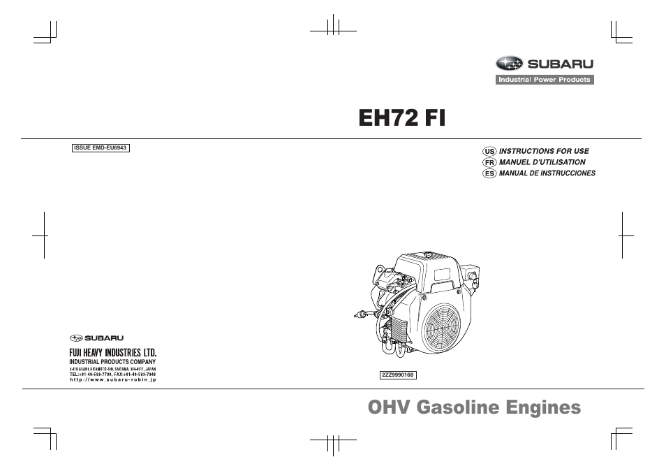 Eh72 fi, Ohv gasoline engines | Subaru Robin EH72 FI User Manual | Page 80 / 80