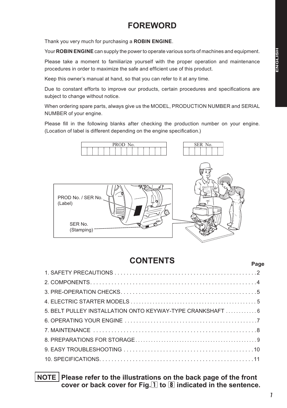 Foreword contents | Subaru Robin SX17 User Manual | Page 9 / 22