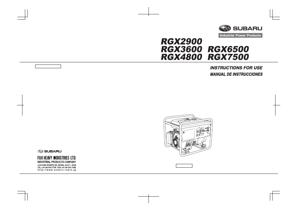 Subaru generator | Subaru Robin RGX2900 User Manual | Page 41 / 41