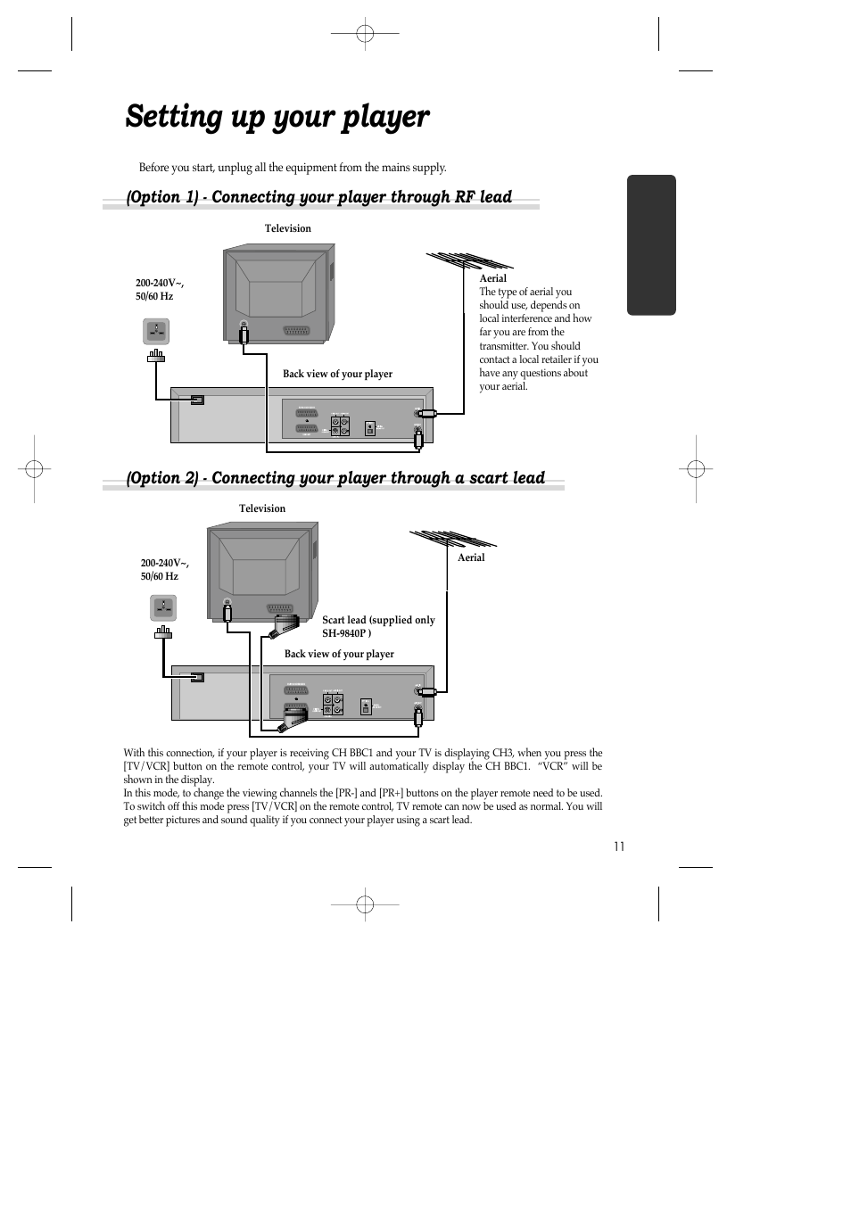 Setting up your player | Daewoo SH-3510P User Manual | Page 13 / 66