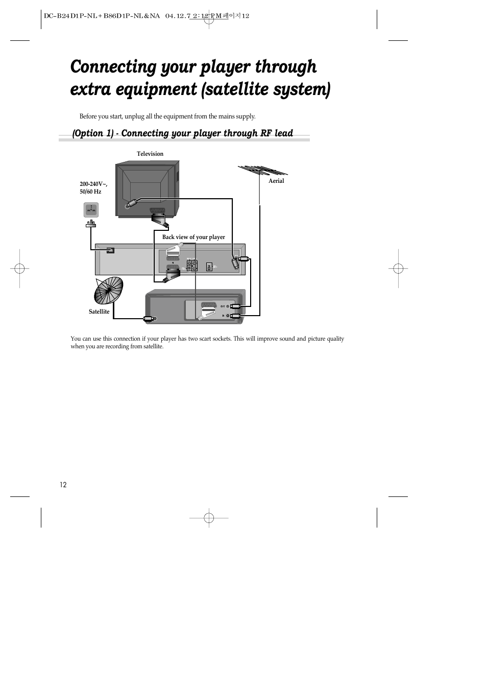 Option 1) - connecting your player through rf lead | Daewoo SH-3510P User Manual | Page 14 / 66