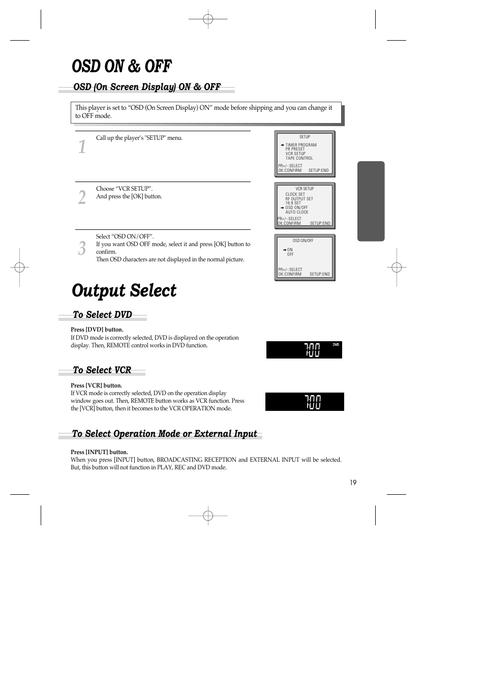 Osd on & off output select | Daewoo SH-3510P User Manual | Page 21 / 66