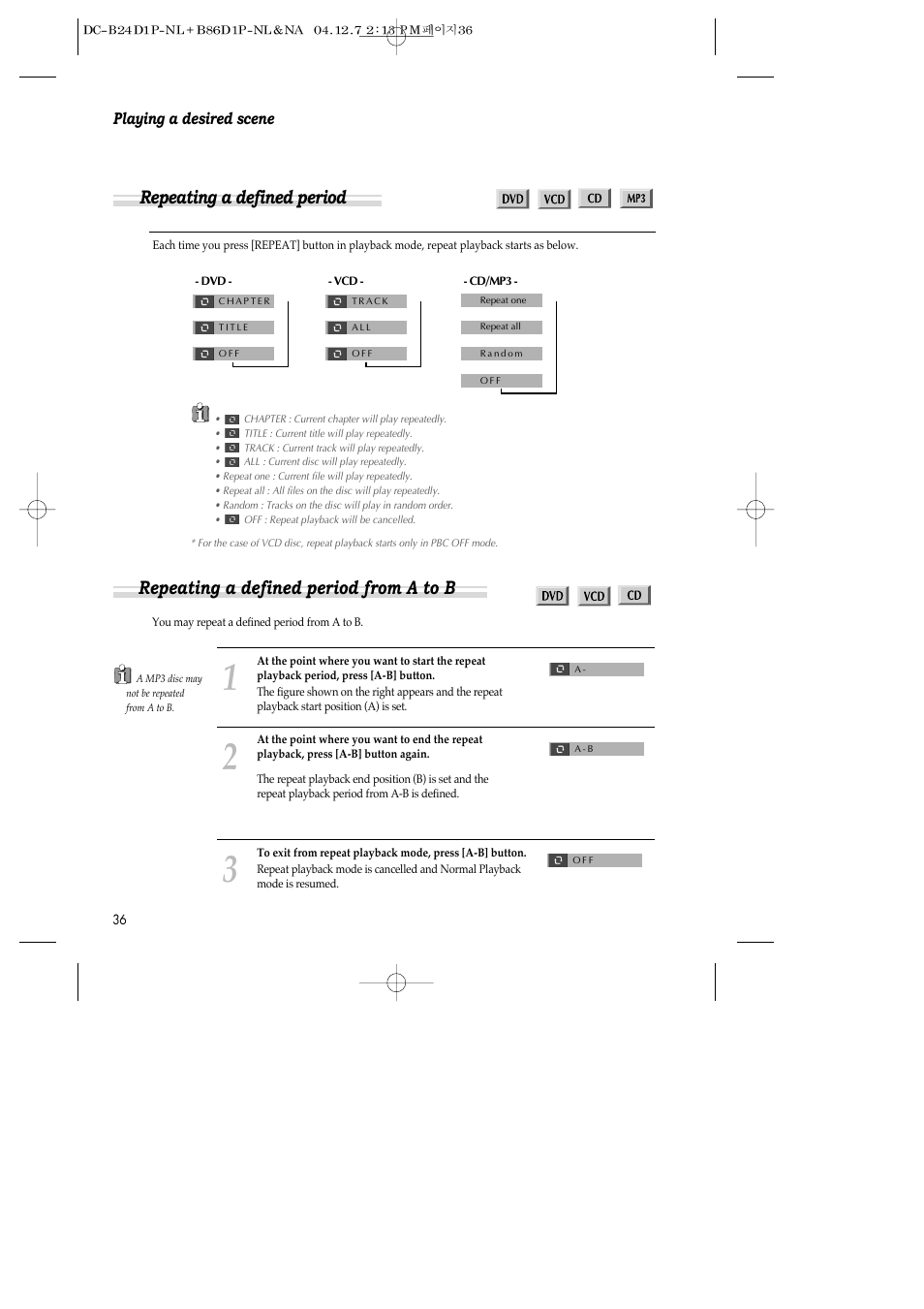 Playing a desired scene | Daewoo SH-3510P User Manual | Page 38 / 66