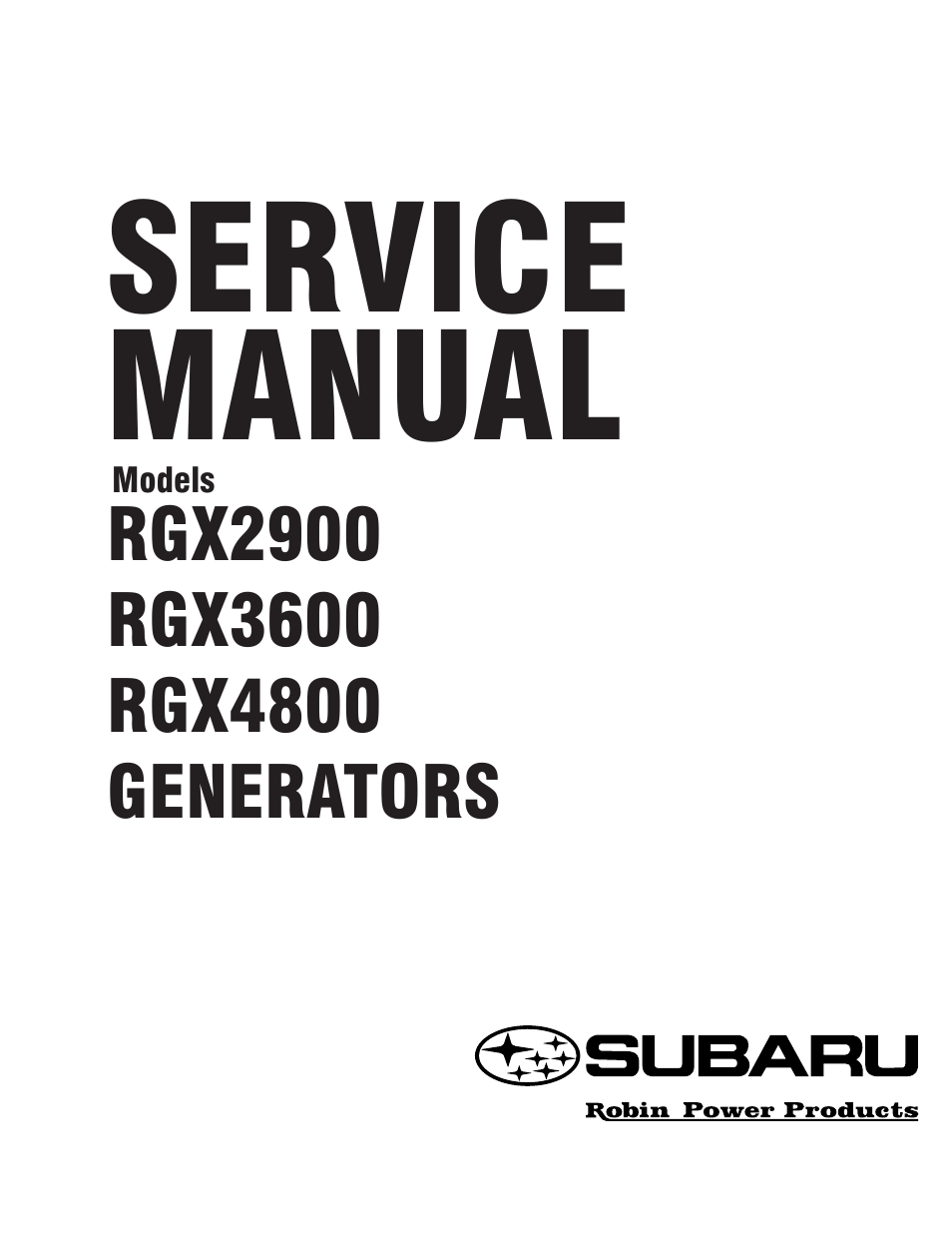 Subaru Robin RGX3600 User Manual | 50 pages