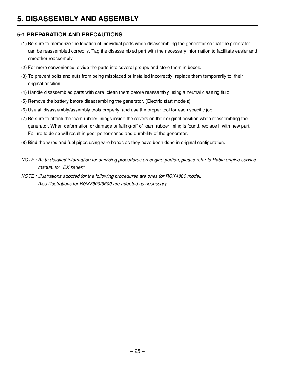 Disassembly and assembly | Subaru Robin RGX3600 User Manual | Page 28 / 50