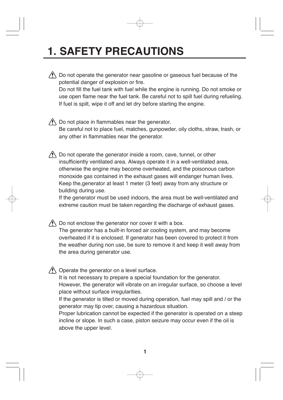Safety precautions | Subaru Robin RGV7500 User Manual | Page 11 / 46