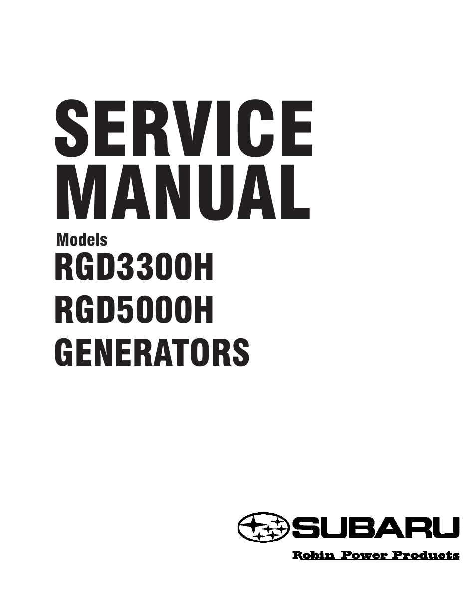 Subaru Robin RGD3300H User Manual | 54 pages