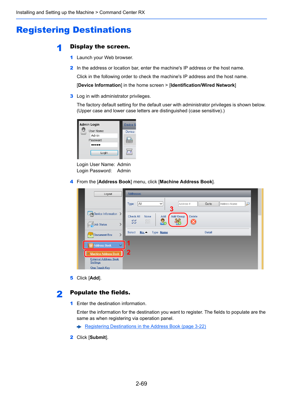 Registering destinations, Registering destinations -69 | Kyocera Taskalfa 3511i User Manual | Page 134 / 610