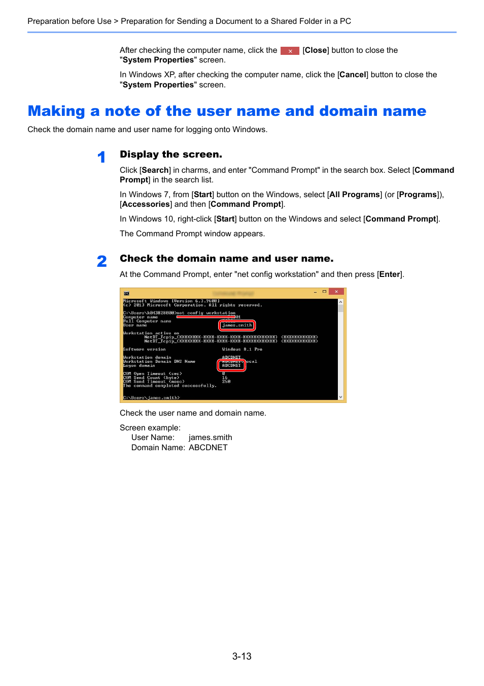 Making a note of the user name and domain name, Making a note of the user name and domain name -13 | Kyocera Taskalfa 3511i User Manual | Page 156 / 610