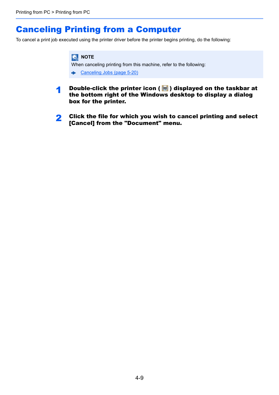 Canceling printing from a computer, Canceling printing from a computer -9 | Kyocera Taskalfa 3511i User Manual | Page 182 / 610