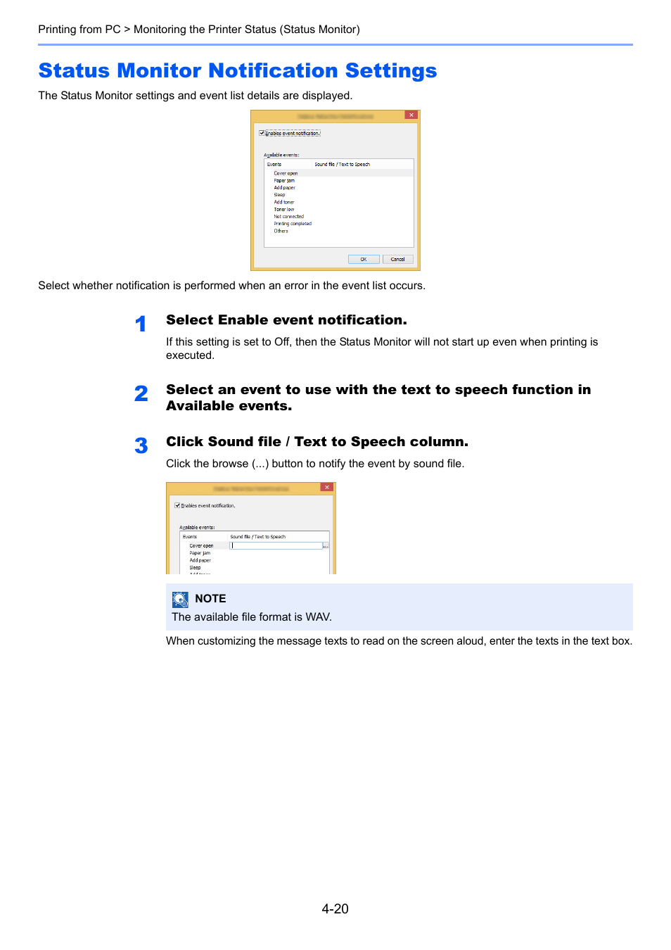 Status monitor notification settings, Status monitor notification settings -20 | Kyocera Taskalfa 3511i User Manual | Page 193 / 610