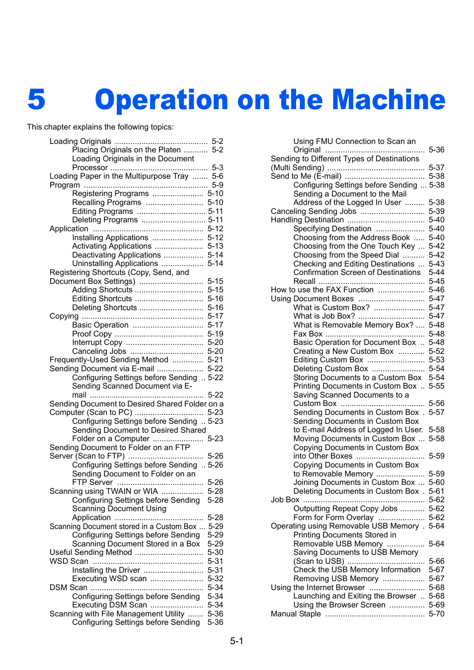 5 operation on the machine, Operation on the machine -1, Operation on the machine | 5operation on the machine | Kyocera Taskalfa 3511i User Manual | Page 194 / 610