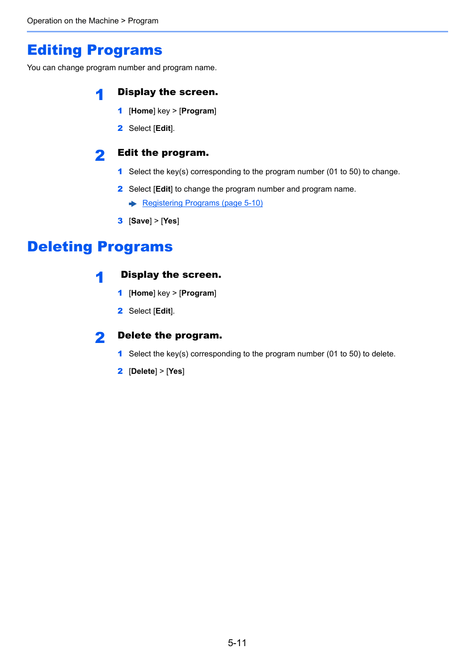 Editing programs, Deleting programs, Editing programs -11 deleting programs -11 | Editing programs -11, Deleting programs -11 | Kyocera Taskalfa 3511i User Manual | Page 204 / 610