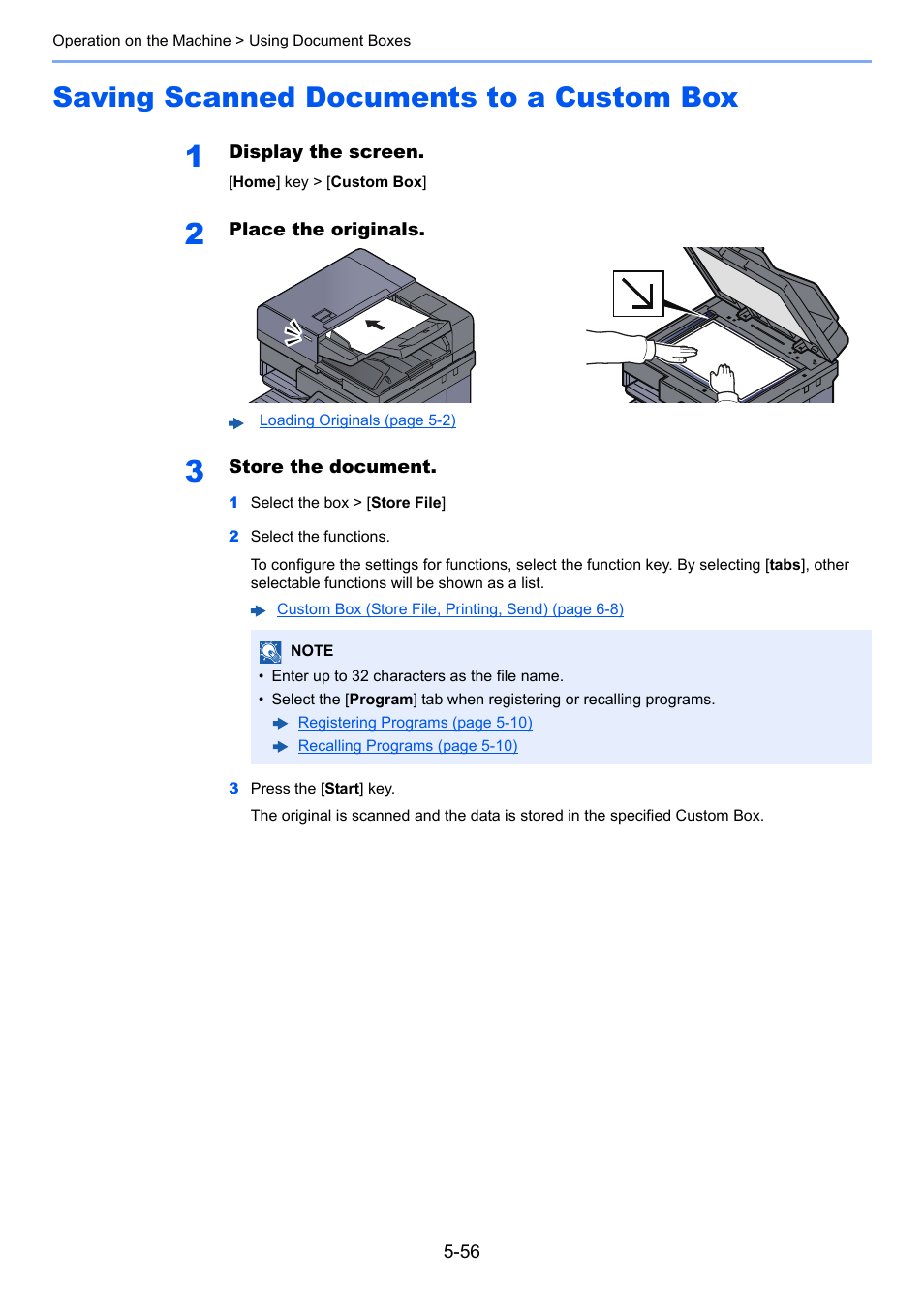 Saving scanned documents to a custom box, Saving scanned documents to a custom box -56, Saving scanned documents to a | Custom box -56 | Kyocera Taskalfa 3511i User Manual | Page 249 / 610