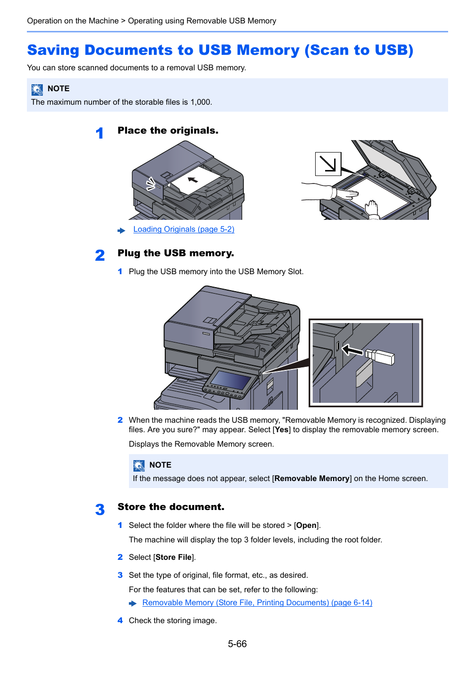 Saving documents to usb memory (scan to usb), Saving documents to usb memory (scan to usb) -66, Saving documents to usb memory | Scan to usb) -66 | Kyocera Taskalfa 3511i User Manual | Page 259 / 610