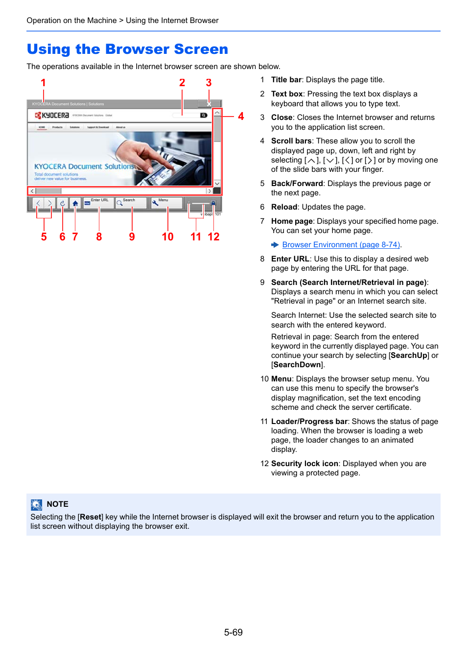 Using the browser screen, Using the browser screen -69 | Kyocera Taskalfa 3511i User Manual | Page 262 / 610