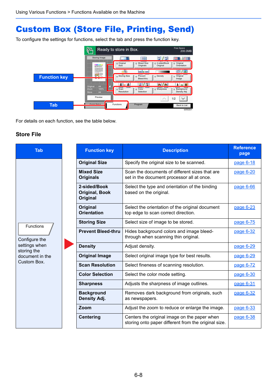 Custom box (store file, printing, send), Custom box (store file, printing, send) -8, Store file | Kyocera Taskalfa 3511i User Manual | Page 272 / 610