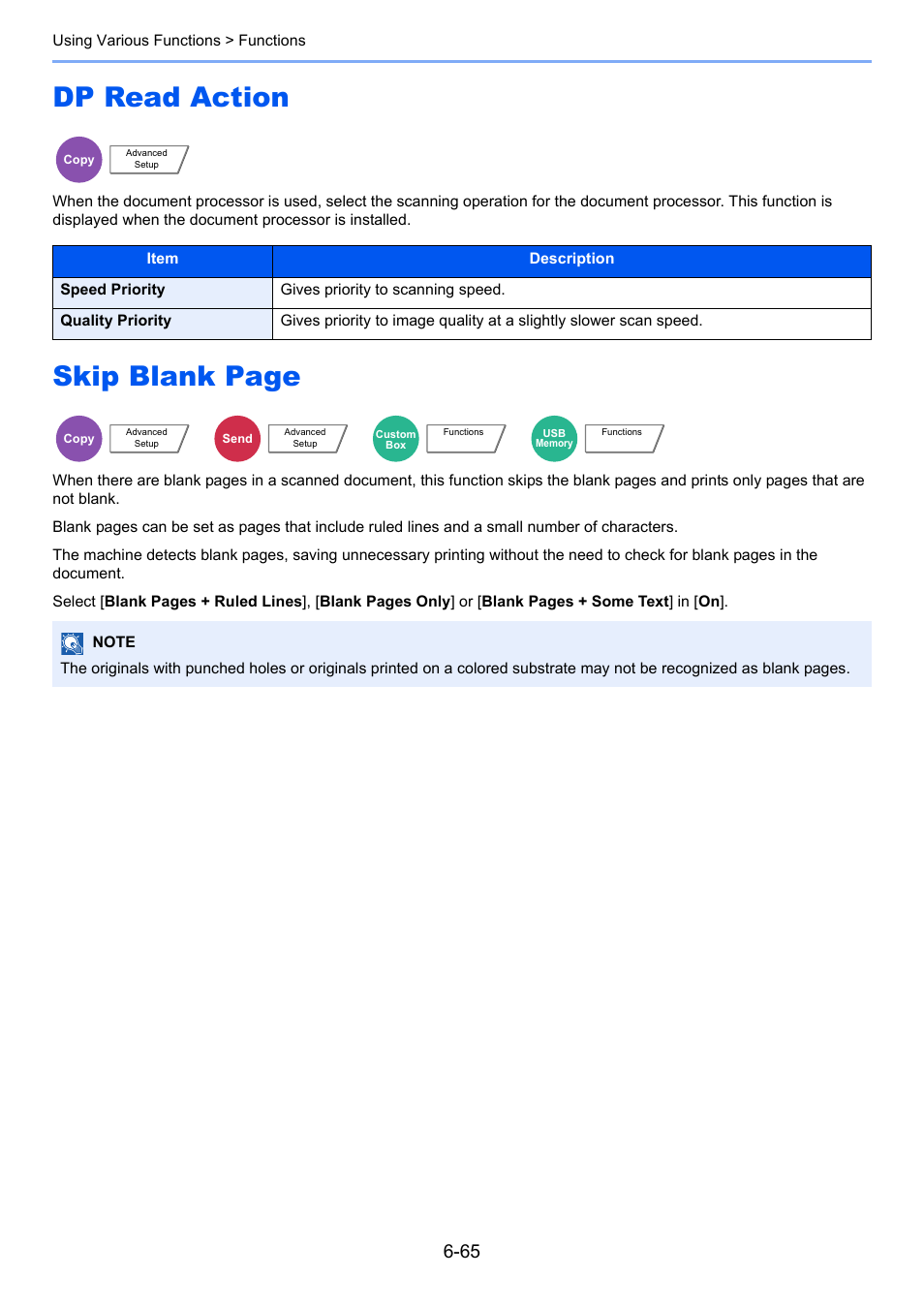 Dp read action, Skip blank page | Kyocera Taskalfa 3511i User Manual | Page 329 / 610