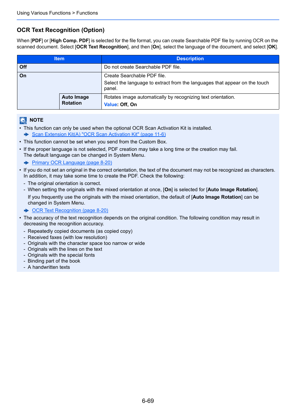 Ocr text recognition (option) | Kyocera Taskalfa 3511i User Manual | Page 333 / 610