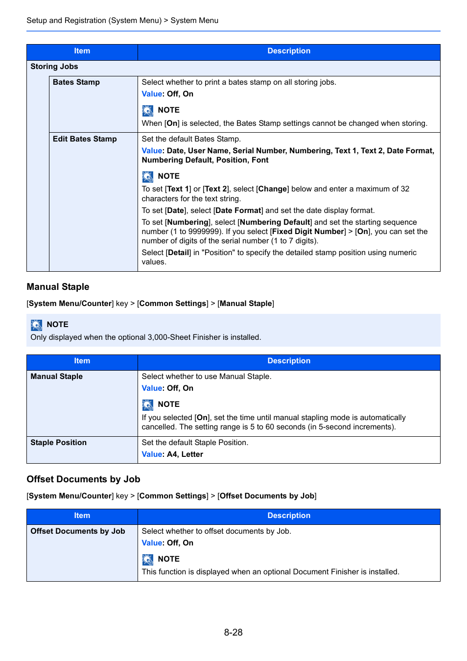 Manual staple, Offset documents by job | Kyocera Taskalfa 3511i User Manual | Page 382 / 610